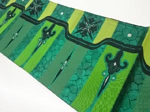 横段に華文・抽象花模様織出し袋帯